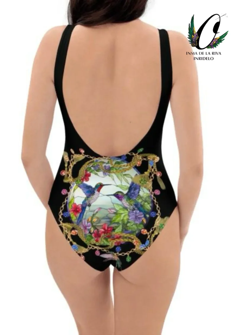 Bañador Mami Mumis Colibrí Diseño Exclusivo Inma de la Riva parte trasera dos colibrís