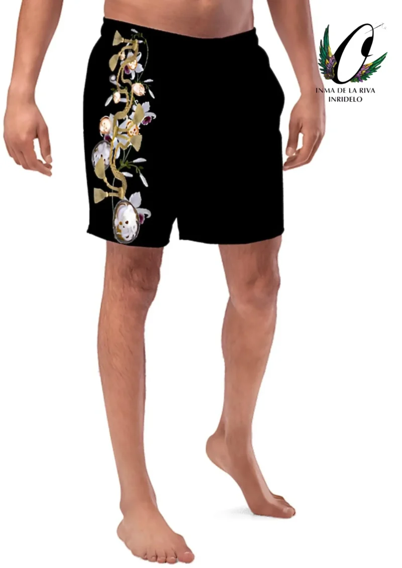 Modelo Hombre Posando con Orquídeas y Camafeos