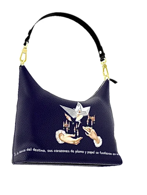Bolso Hobo Cuadrado Único "Plomo y Tul"