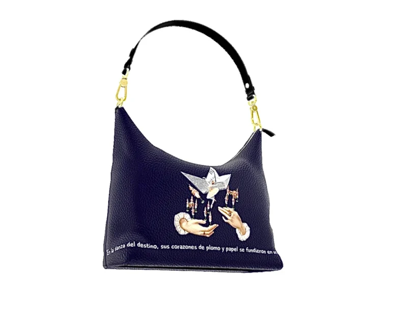 Bolso Hobo Cuadrado Único "Plomo y Tul"
