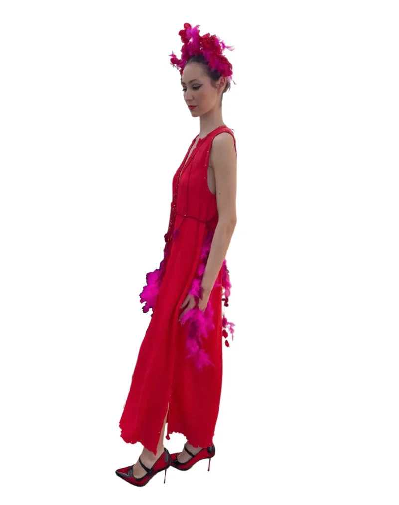 Vestido Diseño único Inma de la Riva "Sueño Fortuny Fucsia"