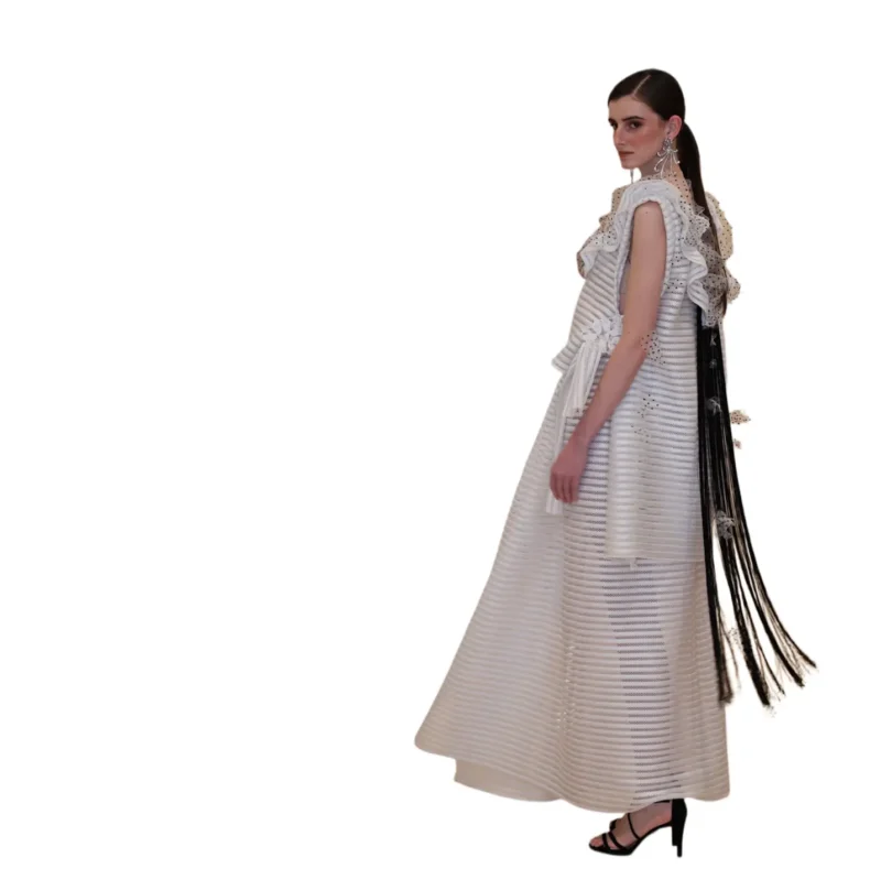 Vestido de dos piezas en blanco roto "Brisa de Líneas" - Imagen 3