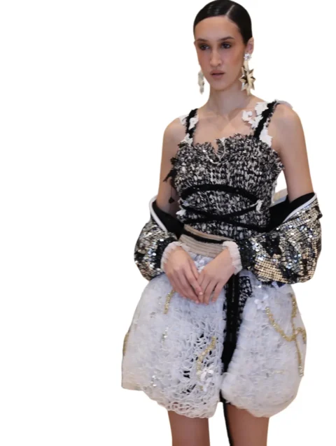 Conjunto "Blanco y Negro": Brillo, Glamour y Bohemia Chic